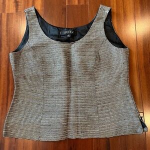 Kasper Silk Blend Top Blouse Shell Black Gold Striped Textured Petite 4 / 4P